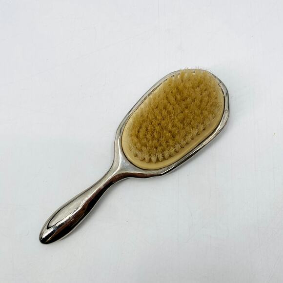 Antique Victorian Vintage silver floral etched brush